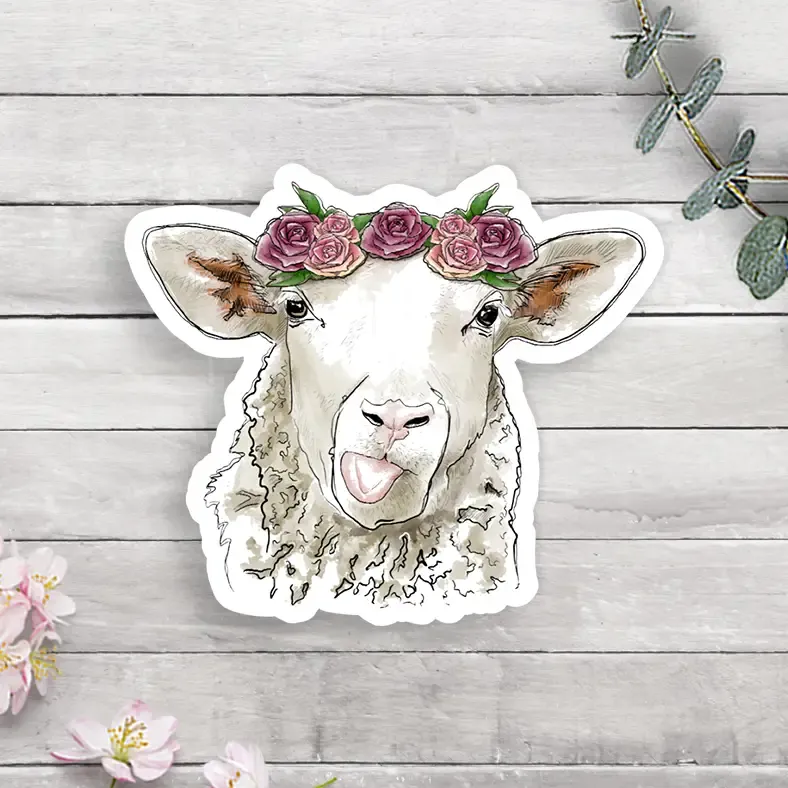 Floral Sheep Sticker
