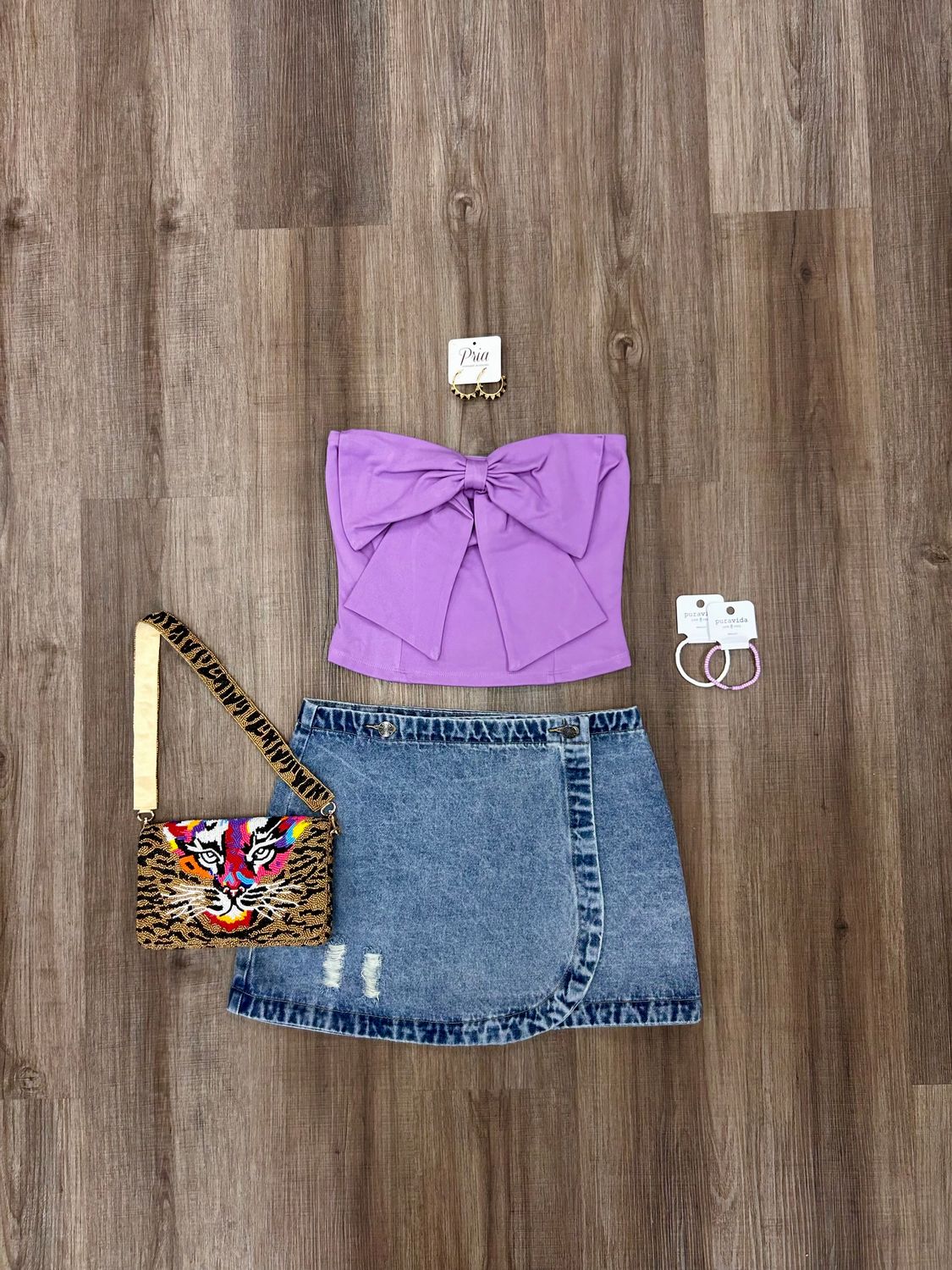S.USA Lavender Bow Tube Top
