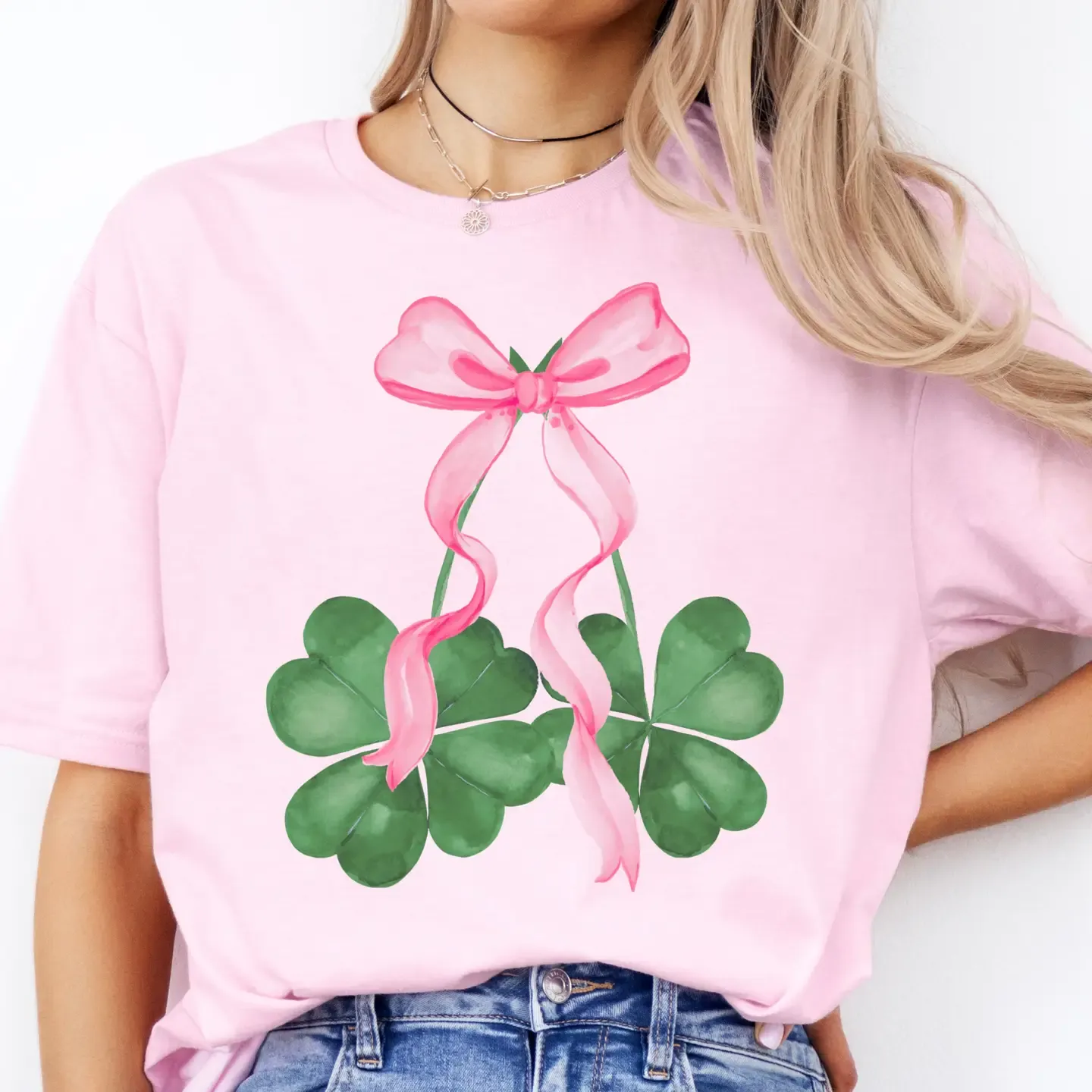 Coquette St Patricks Day Clover T-shirt