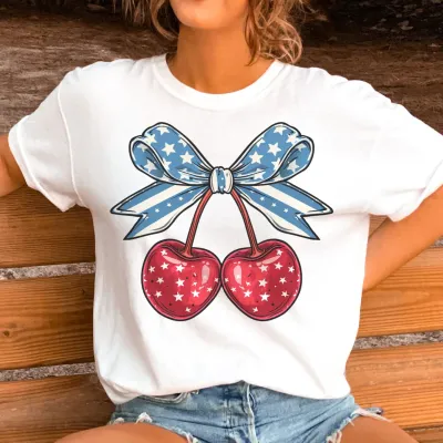 Coquette USA Cherry Bow Flag T-shirt