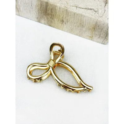 Gold Metal Bow Claw Clip 