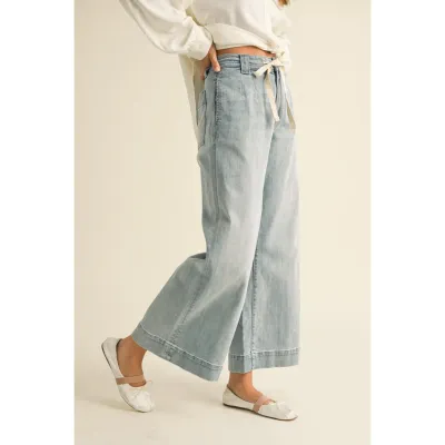 MiouMuse Tie Front Denim Pants