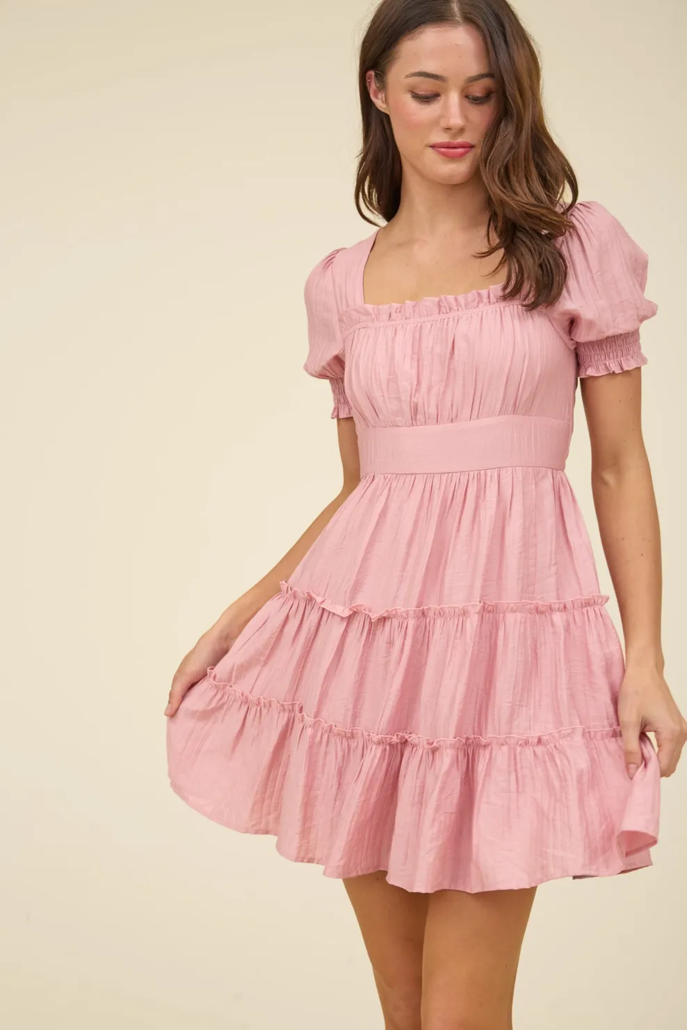 Julie Pink Smocked Dress