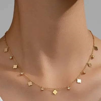 JOSSLYN Titanium Steel Mini Clover Necklace 