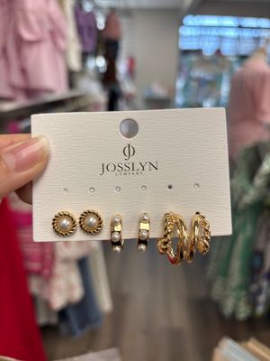 JOSSLYN Gold Pearl Hoop Trio