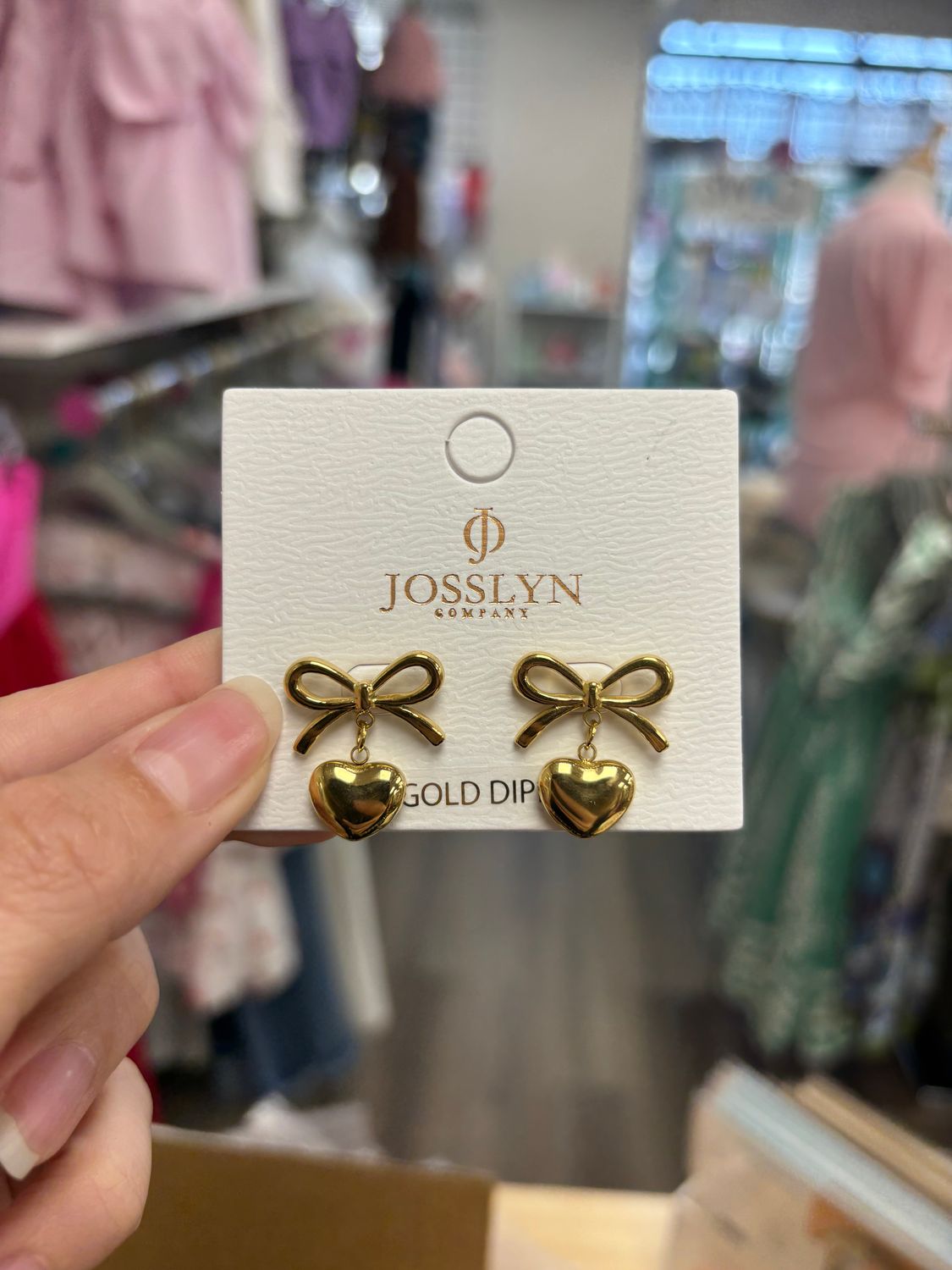 JOSSLYN 18k Stainless Steel Heart/Bow Earrings
