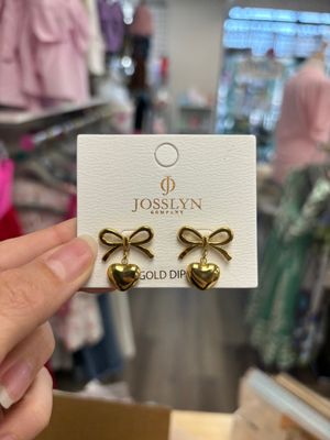 JOSSLYN 18k Stainless Steel Heart/Bow Earrings