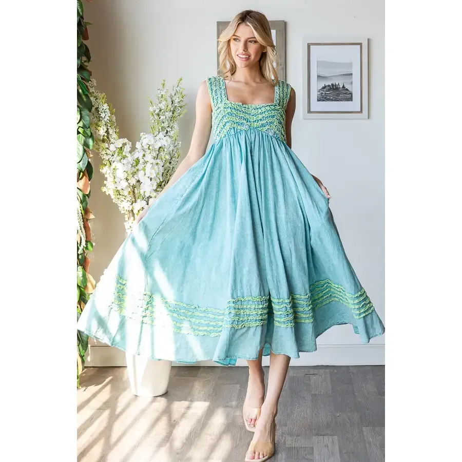 OH Aimie Washed Frill Tie Back Dress