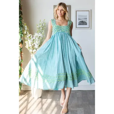 OH Aimie Washed Frill Tie Back Dress