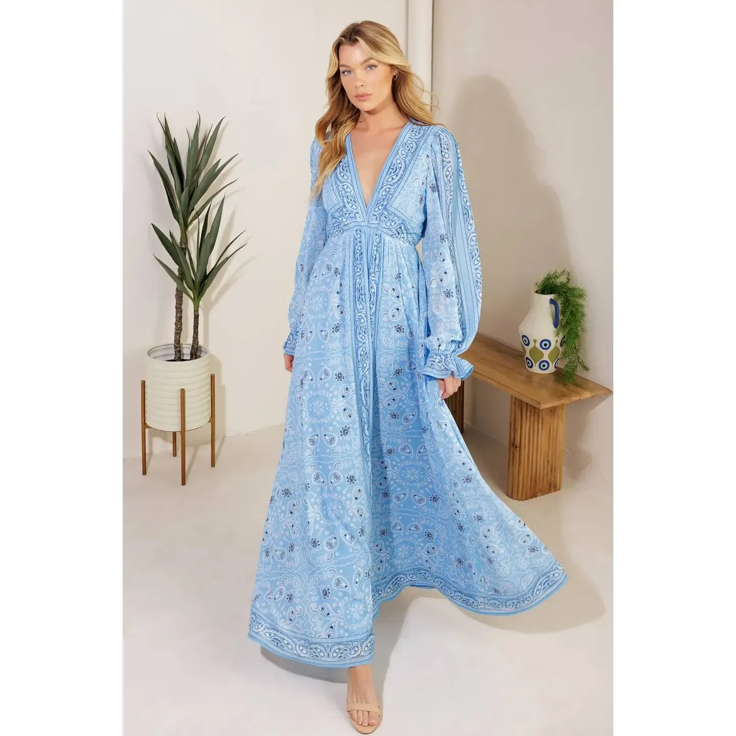 FT Skylar Blue Maxi Dress