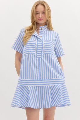 Entro Light Blue Stripe Dress