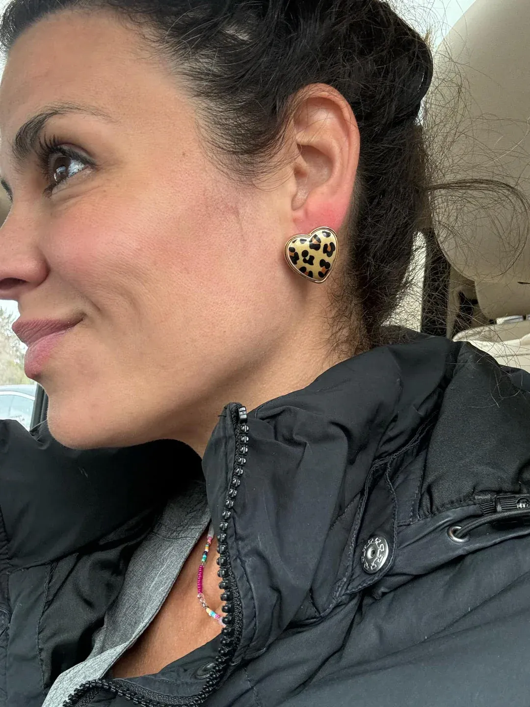 LYW Cheetah Heart earrings