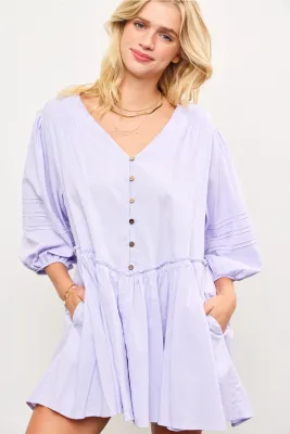 Honey Lavender Button Dress