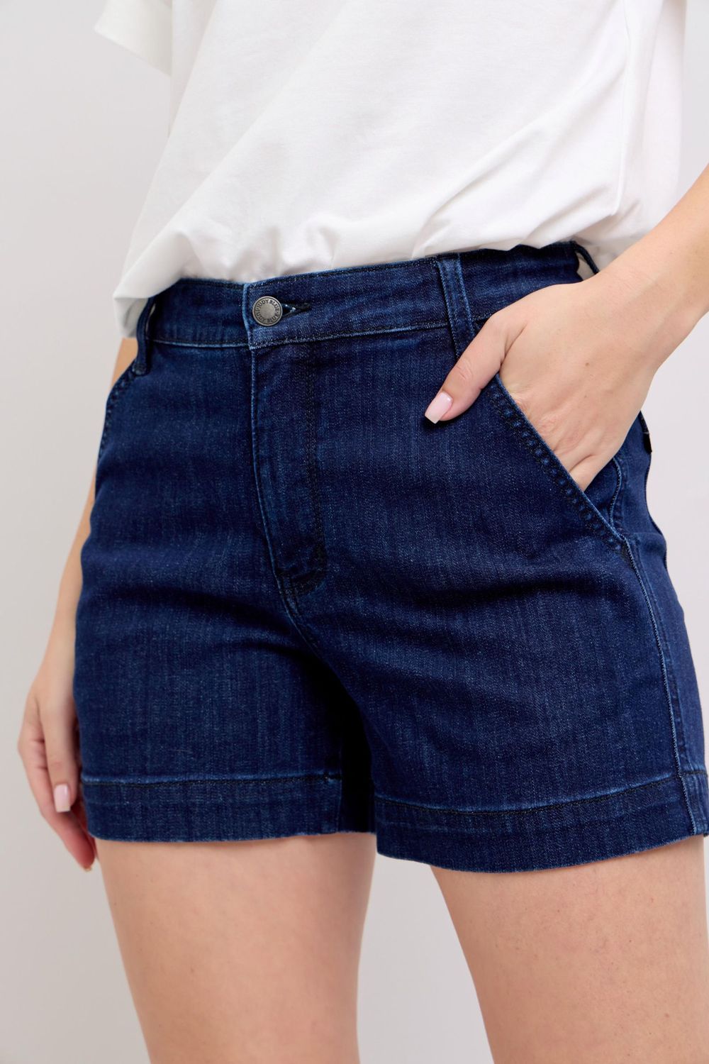 Judy Blue Dk Blue HW Denim Trouser Shorts 