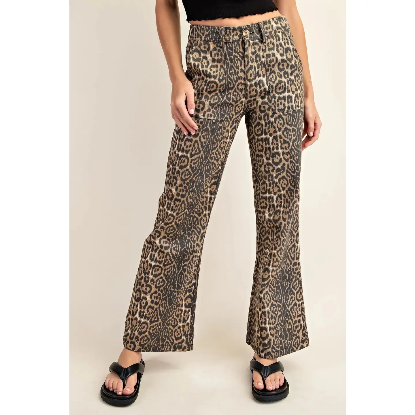 S.USA Leopard Print Flare Jeans