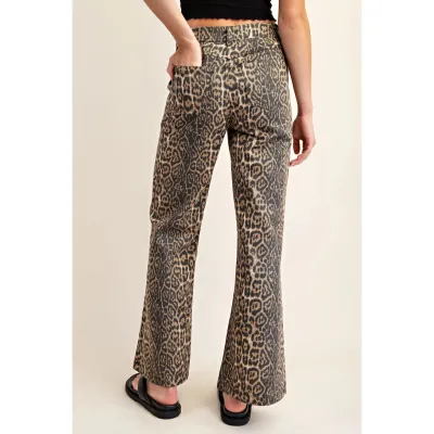 S.USA Leopard Print Flare Jeans
