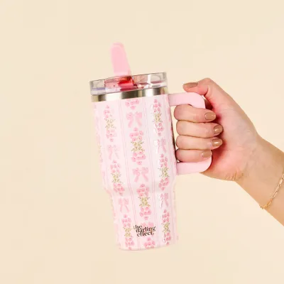 20oz Tumbler fancy Pink Flip Straw