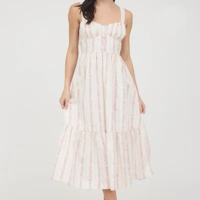 B.Pepper Shellie Floral Stripe Maxi Dress