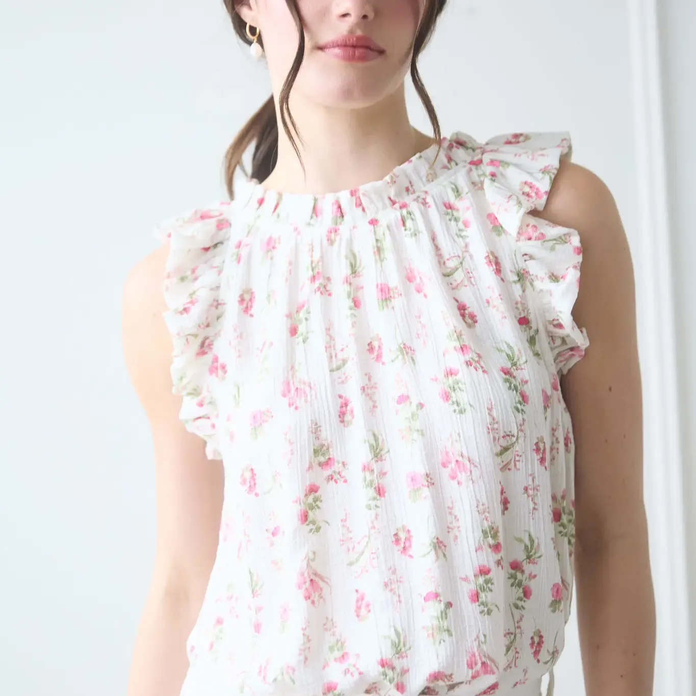 B.Pepper Morgan Floral Ruffle Top