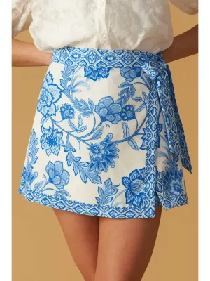 FT White/Blue Wendie Printed Skort