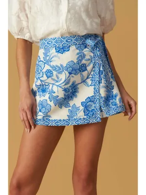 FT White/Blue Wendie Printed Skort