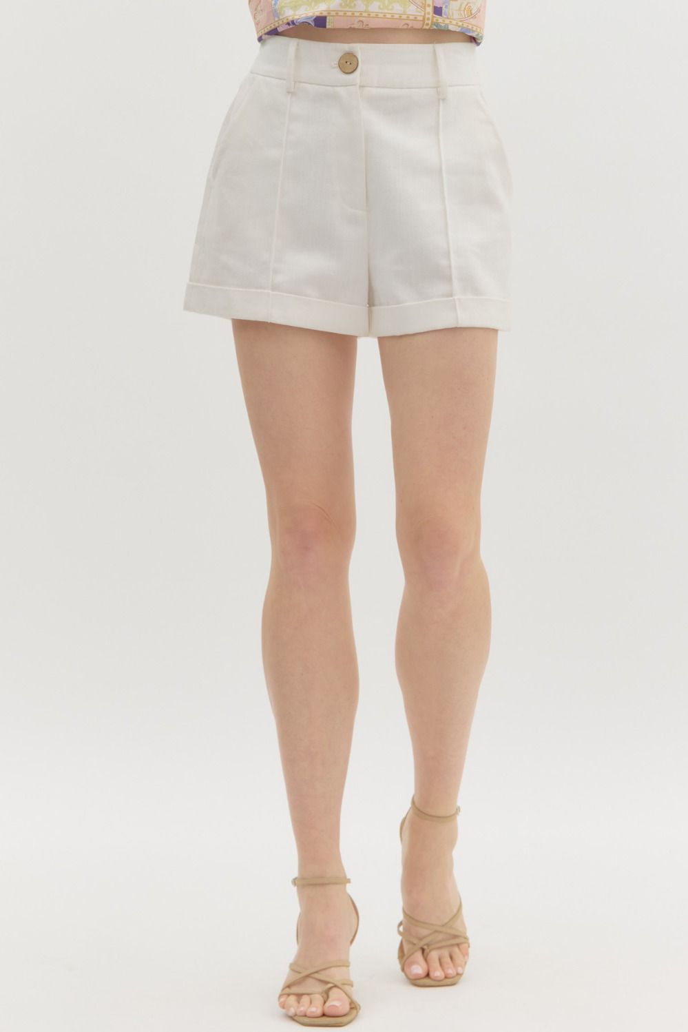 ENTRO Off White Tailored Shorts