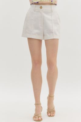 ENTRO Off White Tailored Shorts