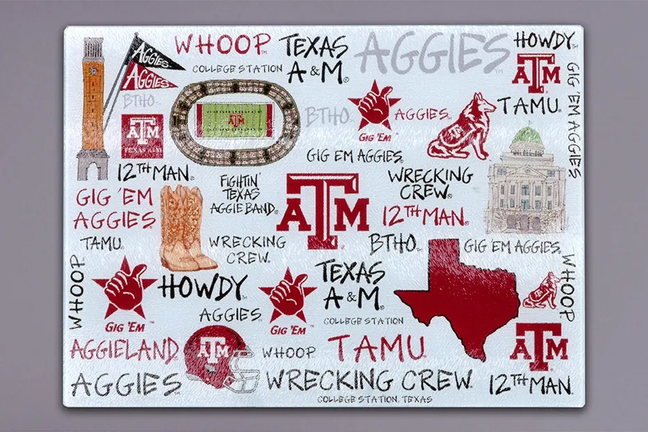 ML Tx A&amp;M Tempered Glass Board 