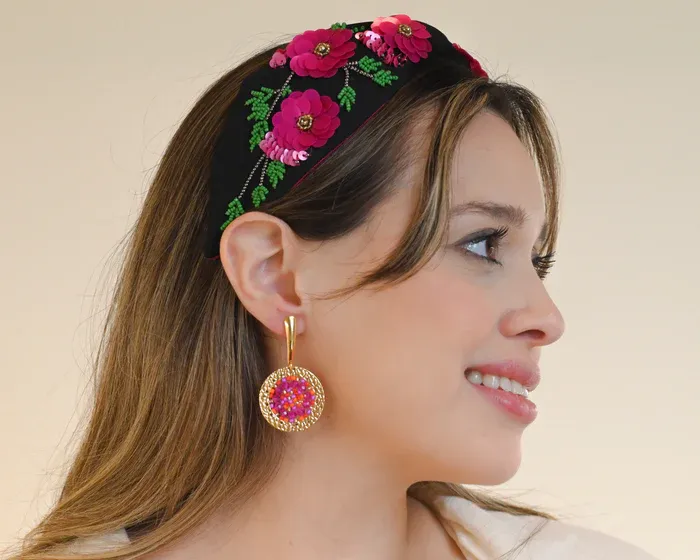 PRIA Black and Pink Adjustable Hedband