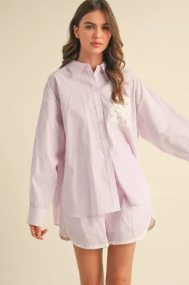 Ditsy Floral Pink Stripe Top