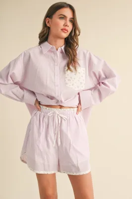 Ditsy Floral Pink Stripe Top