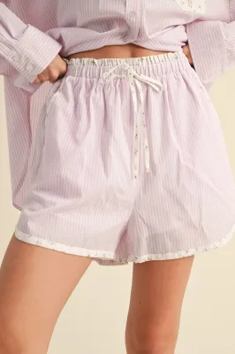 Ditsy Floral Pink Stripe Shorts
