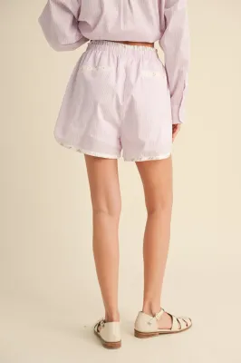 Ditsy Floral Pink Stripe Shorts
