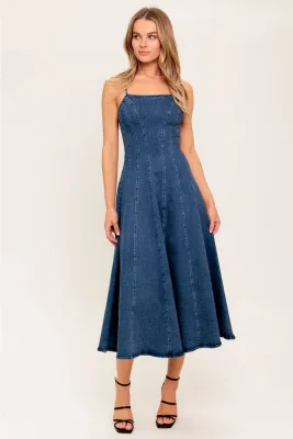 FT Natalie Washed Denim Midi Dress