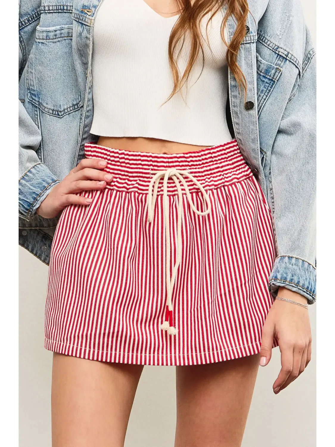 MUSTARD SEED Retro Red Stripe Skort