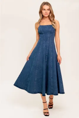 FT Natalie Washed Denim Midi Dress