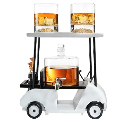 Golf Cart Whiskey Decanter &amp; Glasses 