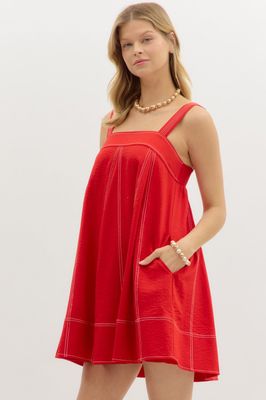 ENTRO Claudette Red Mini Dress