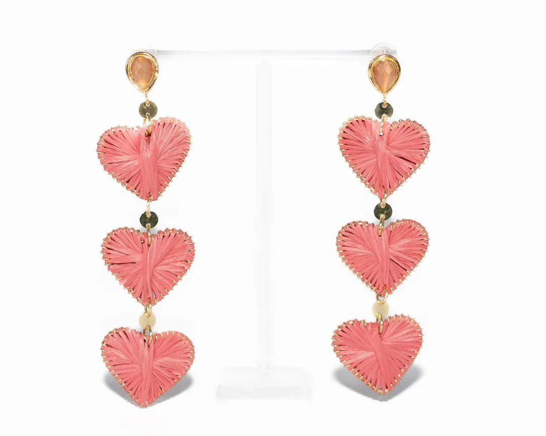 W&amp;W Triple Raffia Heart- Pink