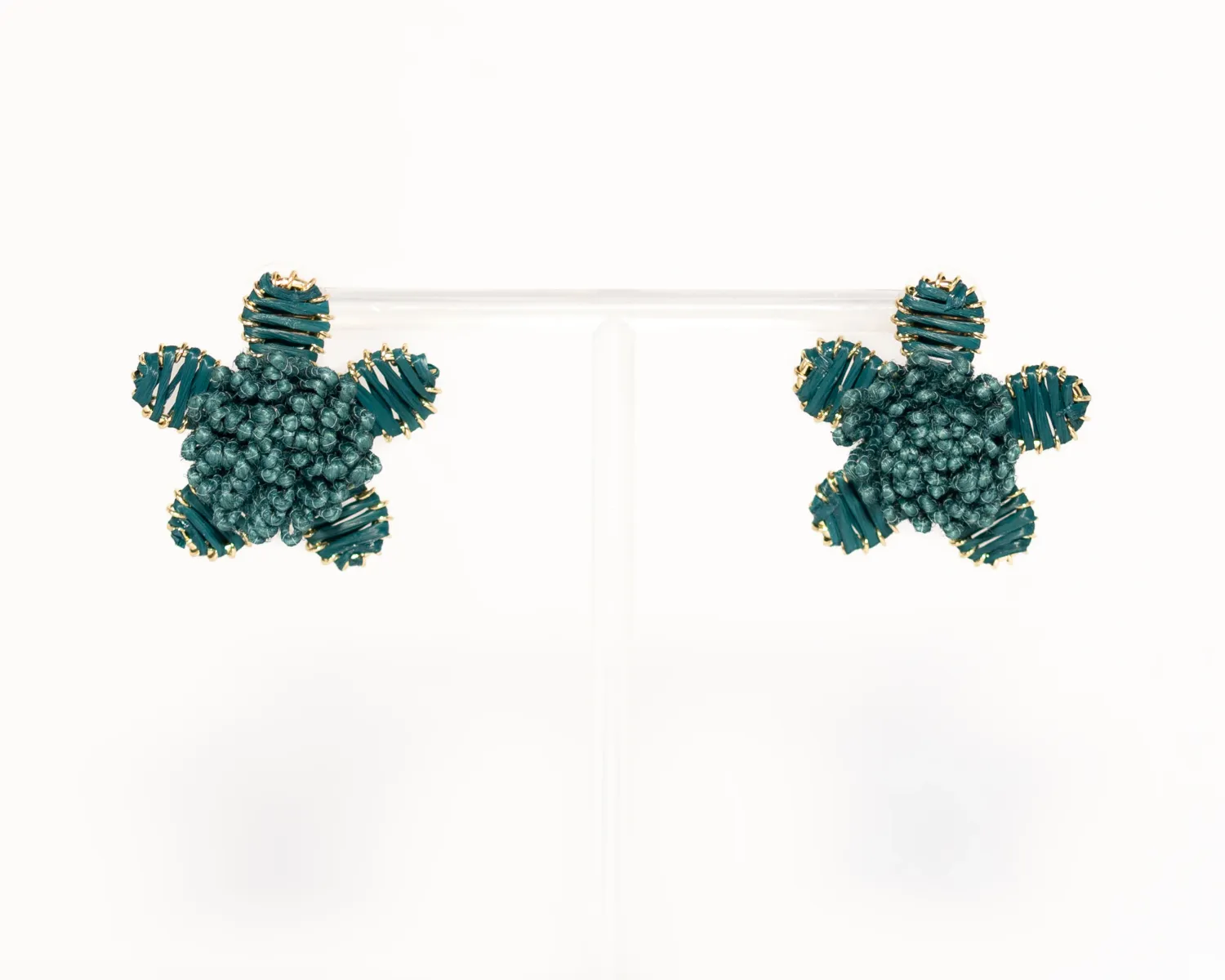 W&amp;W Floral Raffia Stud-Teal