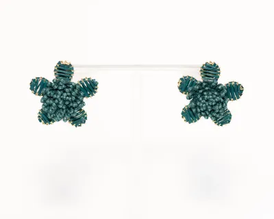 W&amp;W Floral Raffia Stud-Teal