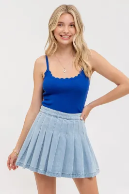 B.Pepper Scalloped Cami Top-Blue