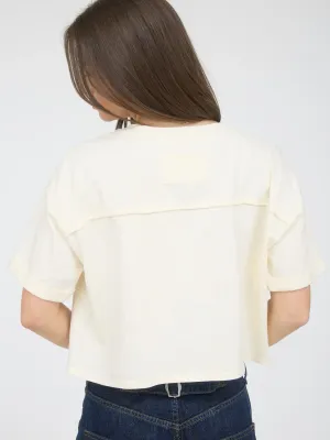 B.Pepper Denim Star Patch T-shirt-Ivory