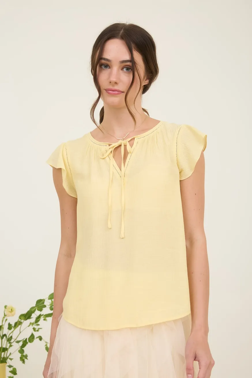 B.Pepper Emily Yellow V-Neck Top