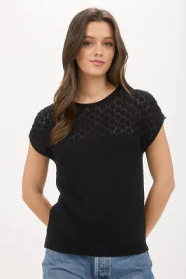 B.Pepper Scottie Black Eyelet Sweater top