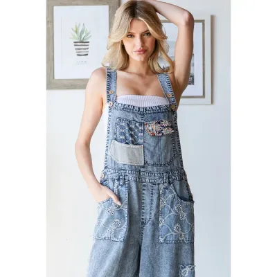 Oli&amp;Hali Washed Patchwork Overall