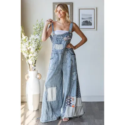 Oli&amp;Hali Washed Patchwork Overall