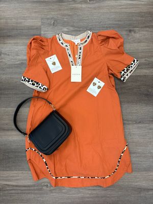 ENTRO Savannah Wild Puff Sleeve Mini Dress