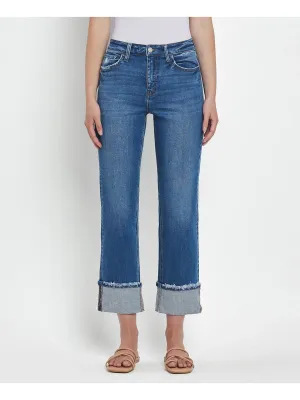 Vervet Daphne High Rise Cuff Straight Jeans