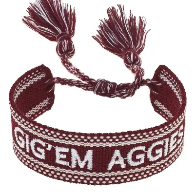 Canvas Texas A&amp;M Aggies Woven Tassel Bracelet